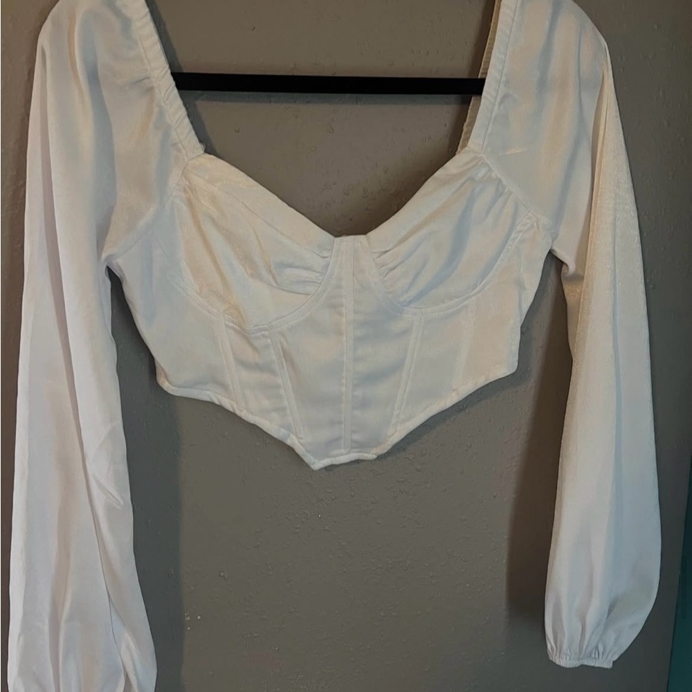 La Hearts White Long Sleeve Blouse